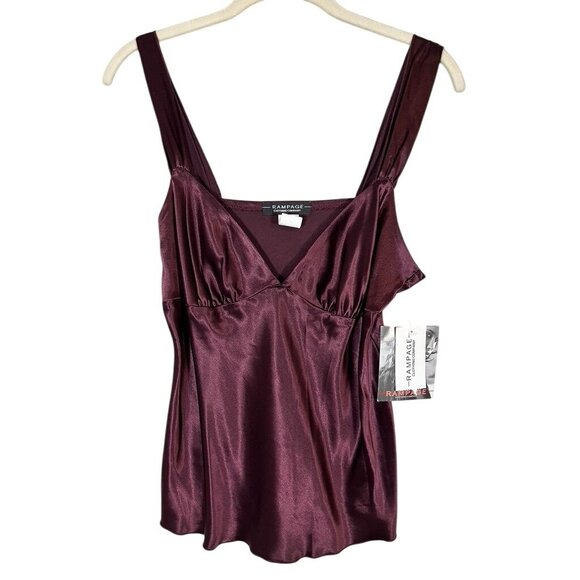 Rampage Silky Tank L Red Babydoll Festive Artsy Preppy Y2K Holiday Classic Chic - Picture 1 of 10